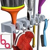 Berry Ave Suporte De Vassoura De Parede E Organizador De Ferramentas De Jardim Armazenamento De Armario Rack De Cozinha Organizacao De Casa E Organizador De Garagem Para Alcas De Ancinho Ou Esfregao De Ate 3 Cm Cabide Mais 6 Ganchos Cinza 