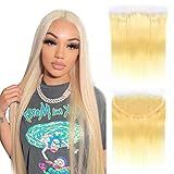 BERRYS FASHION 613 Cabelo Humano Frontal 12A Loiro HD Lace Frontal 33 X 15 X 13 X 4 Lace Frontal Fechamento Frontal Orelha A Orelha Ondulado Liso 100 Cabelo Humano Virgem Brasileiro Linha De Cabelo Pré Arrancada 35 5 Cm
