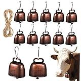 BESPORTBLE 12 Unidades Sino De Vaca Sino Alto De Estimação Acessórios De Casamento Chocalho Pequeno Sino De Animal Pacote Pequeno O Sino Pingente Sino De Latão Corda De Ferro