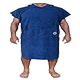 BESTA Poncho De Surf Roupão Toalha Para Troca De Roupa De Mergulho Com Capuz E Bolso Frontal Material De Microfibra Grossa Azul Médio 