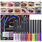 BestLand Conjunto De Delineador Líquido Fosco De 12 Cores Arco íris Colorido Neon Delineador Lápis Pigmentado à Prova D água à Prova De Manchas Gel Delineador De Olhos De Longa Duração Kit De Presente De Maquiagem De Natal Para Mulheres Conjunto A