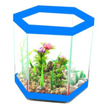 Beteira Sextavada Grande Decorada Azul