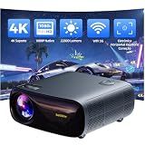 Bettdow Projetor 4k 22000 Lumens Full Hd 1080p Compatível Com Android 9- Smart Projetores Retroprojetor Portatil 650 ANSI WiFi 2-4G-5G BT 5-1- Eletronico Correção Trapezoidal- Foco Manual
