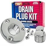 Better Boat Kit De Bujão Drenagem Aço Inoxidável Para Barco- Popa Com Rosca 1-2-- Passa-Casco Nível Marítimo