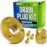 Better Boat Kit De Bujão Drenagem Latão Para Barco- Popa Com Rosca 1-2-- Passa-Casco Nível Marítimo