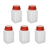 Bettomshin Garrafa De Plástico Para Reagente Químico De Laboratório 500 550 Ml Com Boca Larga De Vedação Recipiente Translúcido Para Armazenamento De Líquido Tampa Vermelha 5 Peças