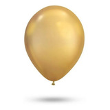 Bexiga Balão Festa Decoração Número 9 Liso Pacote C 25 Unidades Cor Ouro Cromado Metalizado