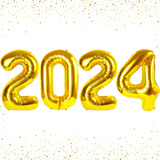 Bexiga Balão Metalizado Personalizado Ano 2024 Grande Cor Dourado