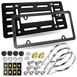 BGGTMO Kit De Montagem De Placa De Licença Frontal - Moldura De Suporte De Placa De Licença - Adaptador Universal De Montagem De Placa De Carro Com Tampa De Parafuso De Aço Inoxidável- Abraçadeiras