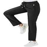 BGOWATU Calça Feminina De Secagem Rápida Para Caminhadas Ao Ar Livre Leve Elástica Calça De Montanha Com Bolsos Com Zíper 01 Black Medium