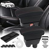 BHB Caixa De Apoio De Braço Para Consoles Compatível Com Nissan Almera Versa 2016 2019 Caixa De Console Central Para Apoio De Braço USB Carregador Preto Com Costura Vermelha