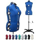 BHD BEAUTY Azul 13 Mostradores De Tecido Feminino Ajustável Forma Manequim Vestido Para Costura Corpo Manequim Torso Com Suporte De Três Cápsulas Até 177 Cm De Altura Do Ombro Médio 