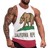 Bhyhok Camiseta Regata Masculina California Republic Flag Workout Gym Muscle Quick Dry Camiseta Fitness Sem Mangas Estilo 19 3 4G