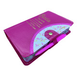 Bíblia Com Harpa Letra Hipergigante Palavras De Deus Em Azul Jesus Em Vermelho Capa Luxo Pink Com Detalhe Flor Rosa