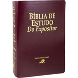 Bíblia De Estudo Do Expositor Capa Couro Bounded Vinho Nova Versão Textual Expositora Editora Sbb