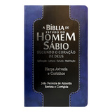 Bíblia De Estudo Do Homem Sábio Com Harpa E Corinhos Pu Luxo Azul E Preto