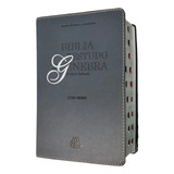Bíblia De Estudo Genebra Ara Capa Luxo Azul Com Indice 3 Edição Letras Grandes
