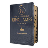 Bíblia De Estudo King James 1611 Atualizada Texto Colorido Capa Luxo Preto Com Índice Letras Grandes