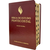Bíblia De Estudo Pentecostal Edição Global Letras Grandes Com Palavras De Jesus Em Vermelho Capa Luxo Vinho Com Índice Lateral