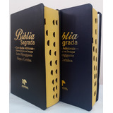 Bíblia Do Casal Letra Hipergigante Com Harpa Capa Luxo Preta Azul Marinho