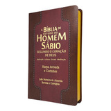 Bíblia Do Homem Sábio De Estudo Letra Gigante Marrom E Bordô Masculina Capa Luxo Mole Versão Almeida Revista E Corrigida Com Harpa E Corinhos