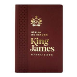 Biblia Estudo King James Atualizada Luxo Vinho Letra Grande