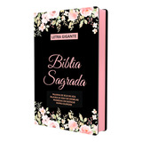 Bíblia Feminina Letra Gigante Harpa Cristã Capa Dura Floral Preta De Jaboque Evangélica Vol Único Editorial Jaboque Publicações Edição Atual Em Português 2024