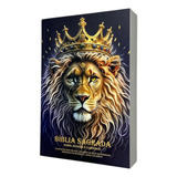 Bíblia Feminina masculina Capa Flexível Versão Arc Almeida Revista E Corrigida Full Color Com Harpa Avivada E Corinhos Jovem Letra Tamanho Gigante Leão Ouro