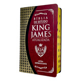 Bíblia King James De Estudo Atualizada Com Índice E Letra Hipergigante Bicolor Preta E Azul Capa Luxo Flexível Masculina