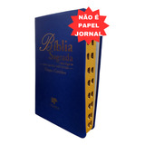 Bíblia Letra Gigante Com Harpa Capa Luxo Azul