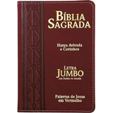 Biblia Letra Jumbo Rc Capa Luxo Harpa Palavra Jesus Vermelho