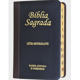 Bíblia Sagrada Arc Letra Hipergigante Capa Luxo Com Harpa Preta E Marrom