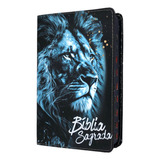 Bíblia Sagrada Evangélica Letra Gigante Com Índice Leão Sempre Foi Deus Masculina Versão Almeida Revista E Corrigida Com Harpa E Corinhos Linda Capa Luxo
