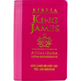 Bíblia Sagrada Feminina King James Atualizada Letra Hipergigante 400 Anos 1611 Fiel Aos Originais Capa Luxo Pink Bicolor