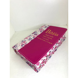 Bíblia Sagrada Feminina Luxo Letra Hiper Gigante Bicolor Pink Floral Harpa Índice Palavras De Jesus Em Destaque