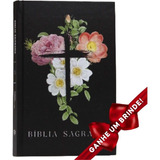 Bíblia Sagrada Flores Cruz Capa Dura Letra Média