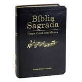 Bíblia Sagrada Harpa Cristã Com Música Partituras Capa Luxo Preto Nobre E Beiras Douradas 640 Hinos Para Culto Público