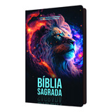 Biblia Sagrada Leão Nebulosa Letra Gigante Harpa Cristã Capa Dura De João Ferreira De Almeida Editorial Jaboque Publicações Em Português 2024