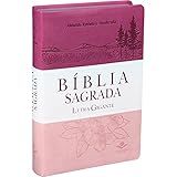 Bíblia Sagrada Letra Gigante Capa Couro Sintético Triotone Pink Almeida Revista E Atualizada ARA 