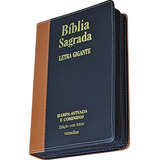 Bíblia Sagrada Letra Gigante Com Harpa Masculina Feminina Capa Marrom Luxo