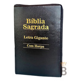 Bíblia Sagrada Letra Gigante Zíper Preta C Harpa Cristã