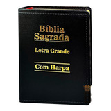Bíblia Sagrada Letra Grande Preta Luxo Com Harpa