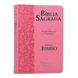 Bíblia Sagrada Letra Jumbo Capa Pu Luxo Flores Rosa
