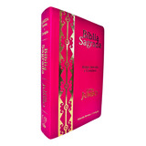 Bíblia Sagrada Letra Jumbo Capa Pu Luxo Ramos Pink