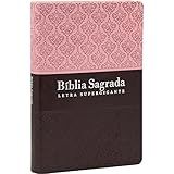 Bíblia Sagrada Letra Supergigante Com índice Capa Rosa E Marrom Almeida Revista E Corrigida ARC 