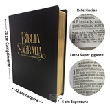 Bíblia Sagrada Púlpito Capa Preta Arc Almeida Revista Corrigida Letra Hiper Gigante João Ferreira