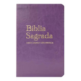 Bíblia Sagrada Rc Letra Grande Com Dicionário E Concordância Capa Luxo Especial Roxa
