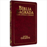 Bíblia Sagrada Revista Corrigida Letra Gigante Com Harpa E Corinhos Luxo Semiflexível Bordô