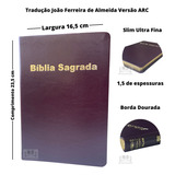 Bíblia Sagrada Ultrafina Slim Extra Almeida Revista Corrigida Arc Luxo Vinho