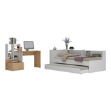 Bicama Baú Com Prateleira E Escrivaninha Multimóveis Mp4126 Cor Branco rustic
